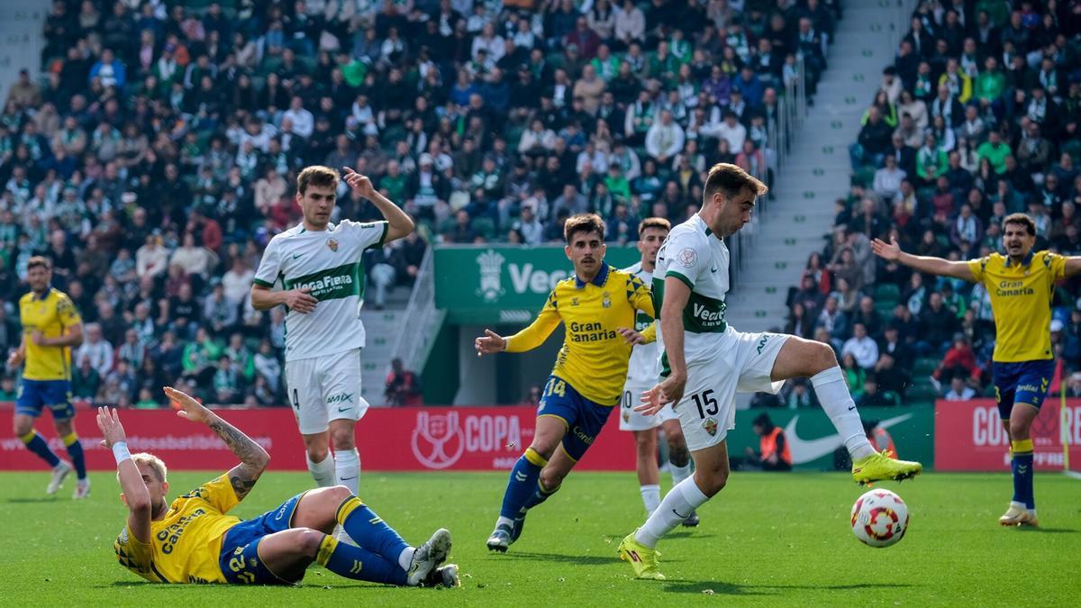 Álvaro Núñez, durante el partido de Copa la temporada pasada del Elche frente a Las Palmas