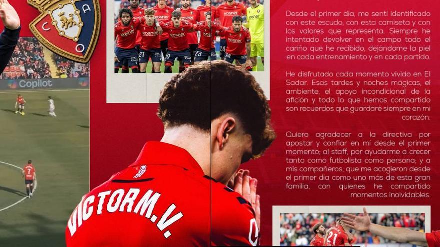 Víctor Muñoz cierra su etapa en Osasuna con una emotiva carta de despedida: "Beti nire bihotzean"