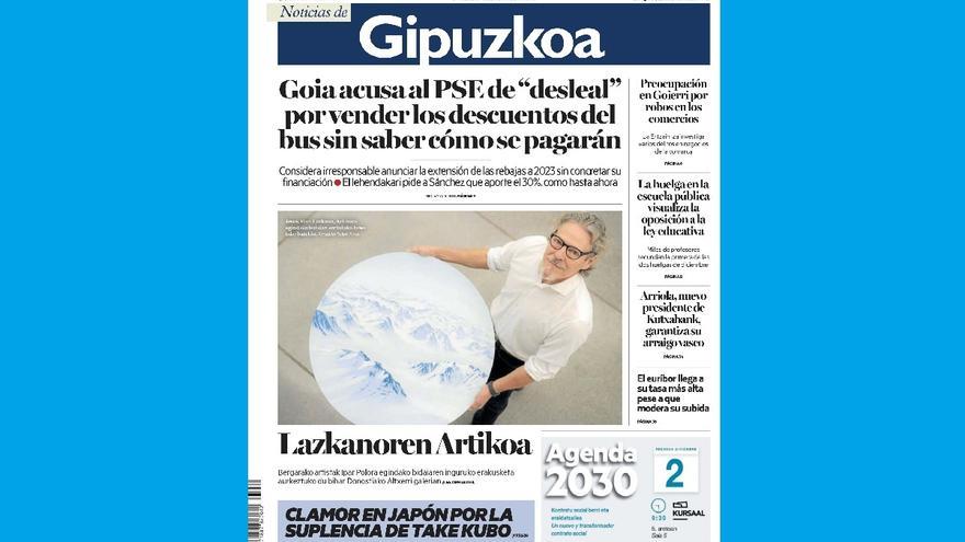 Portada de NOTICIAS DE GIPUZKOA de este jueves, 1 de diciembre