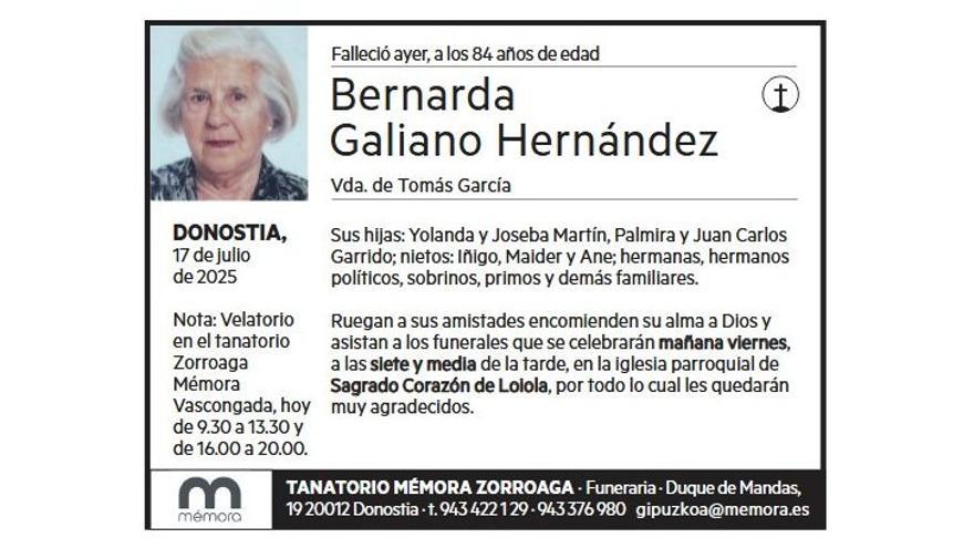 BERNARDA GALIANO HERNANDEZ
