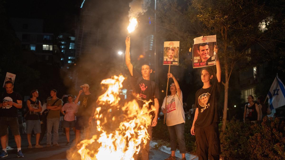Una protesta en Tel Aviv este jueves pidiendo la liberación de los rehenes.