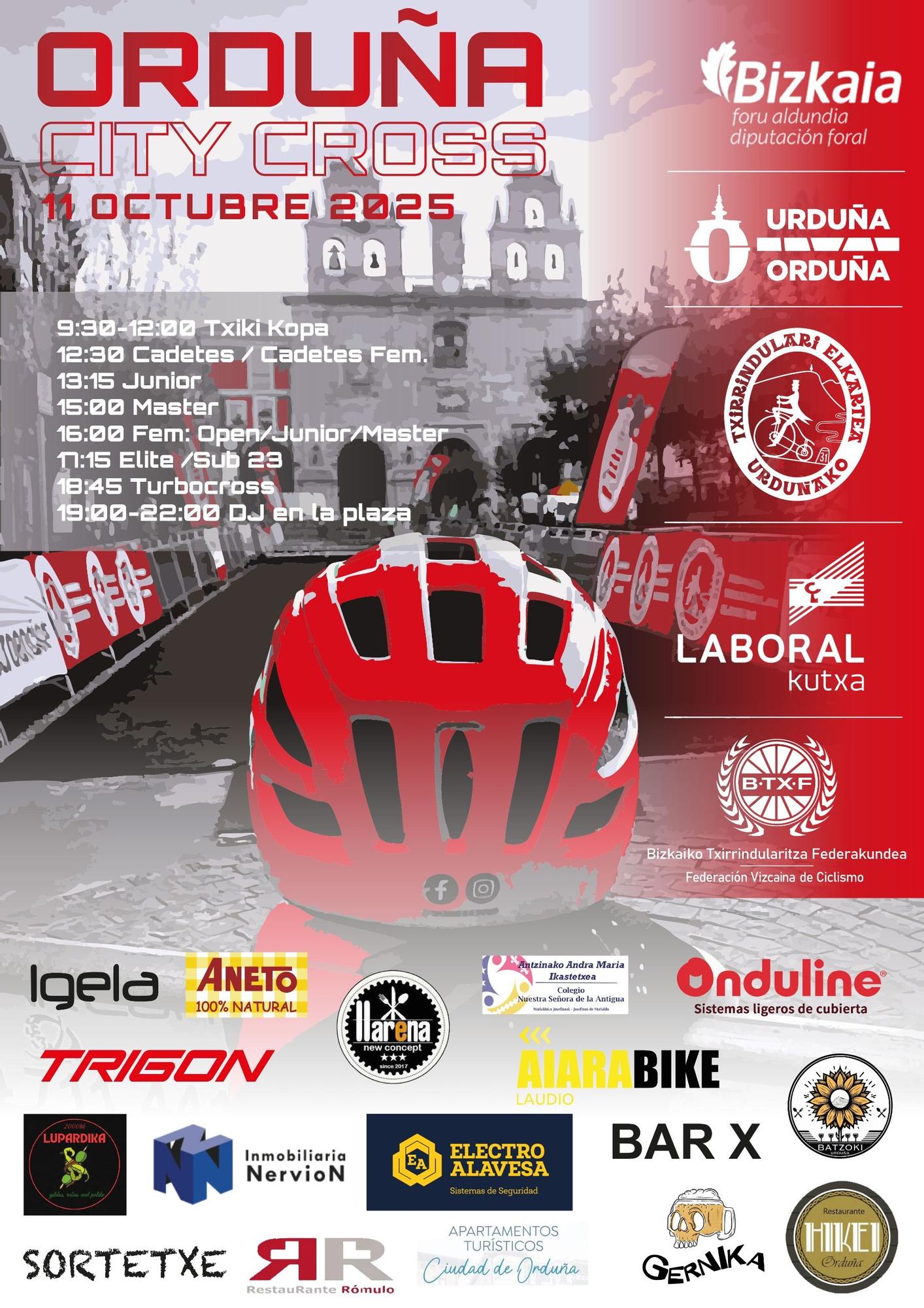 Cartel de la prueba con los horarios de cada categoría