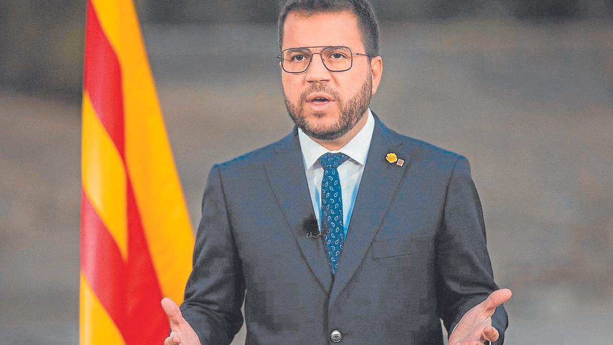 Pere Aragonès ayer en el tradicional mensaje institucional con motivo de la Diada.