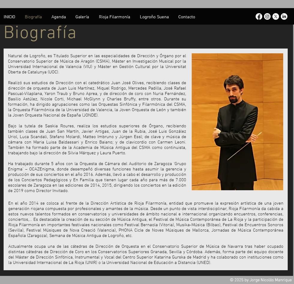 Fragmento de la página web de Jorge Nicolás Manrique.