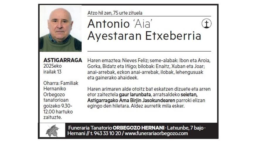 ANTONIO AYESTARAN ETXEBERRIA