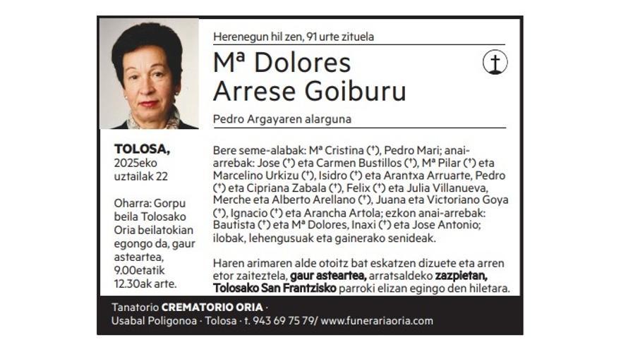 Mª Dolores Arrese Goiburu