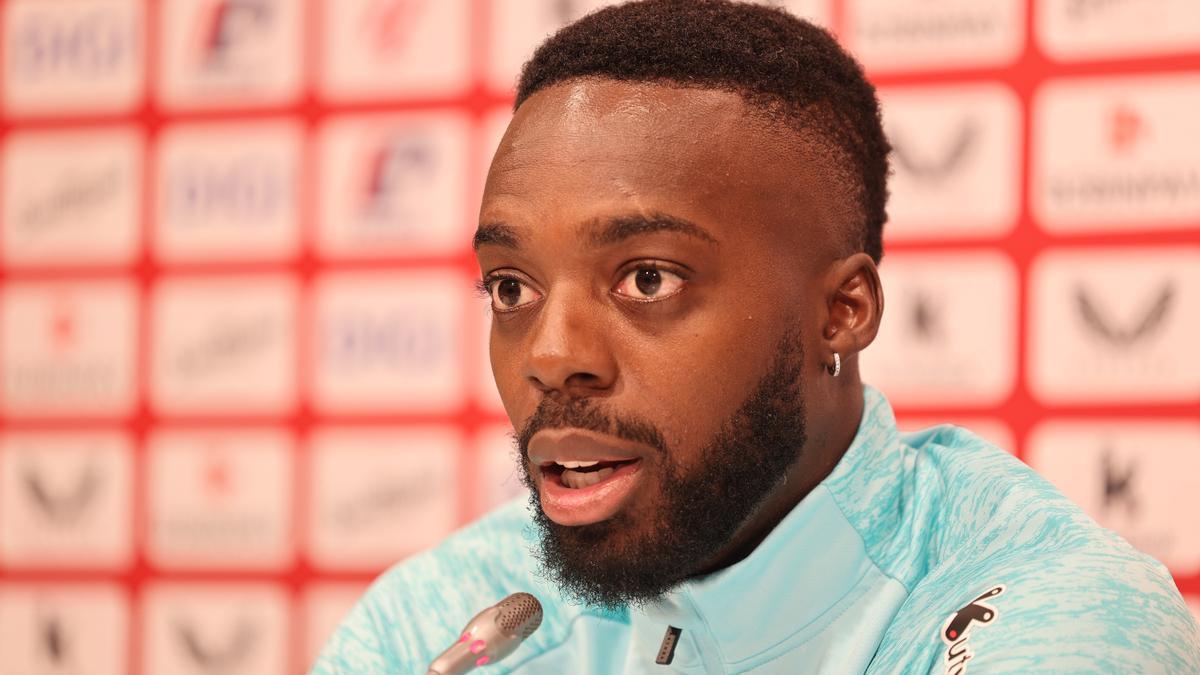 El capitán del Athletic, Iñaki Williams, durante la rueda de prensa