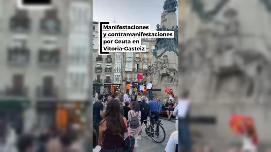 VÍDEO: Manifestaciones y contramanifestaciones por Ceuta en Vitoria-Gasteiz