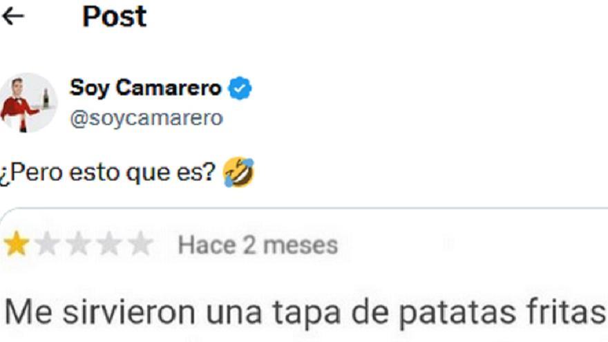 Pone una mala reseña porque le sirvieron una tapa gratis: "Como si yo fuese pobre"