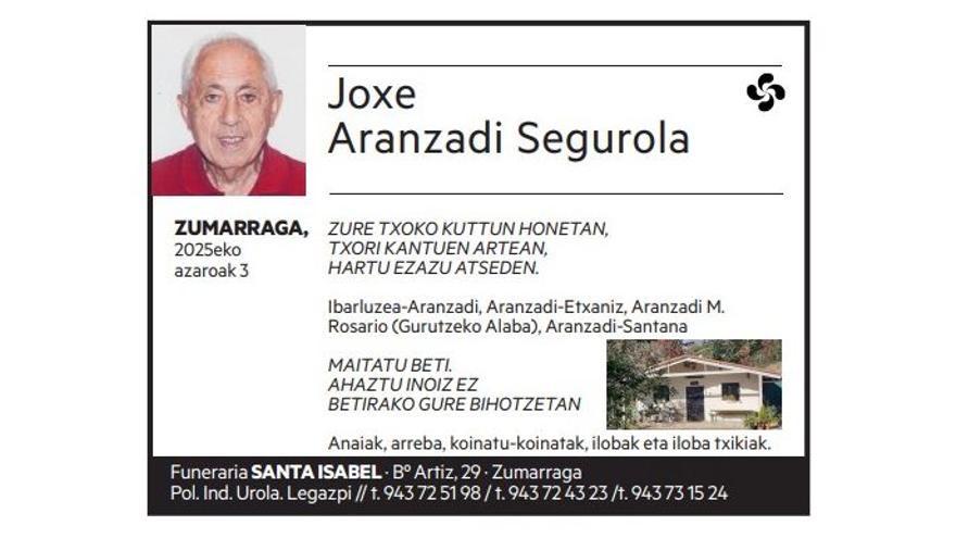Joxe Aranzadi Segurola