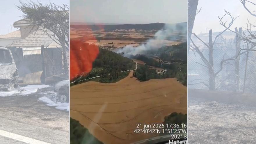 El incendio de Mañeru, visto desde el aire