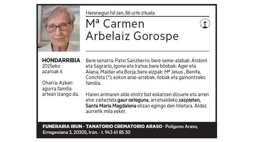Mª CARMEN ARBELAIZ GOROSPE