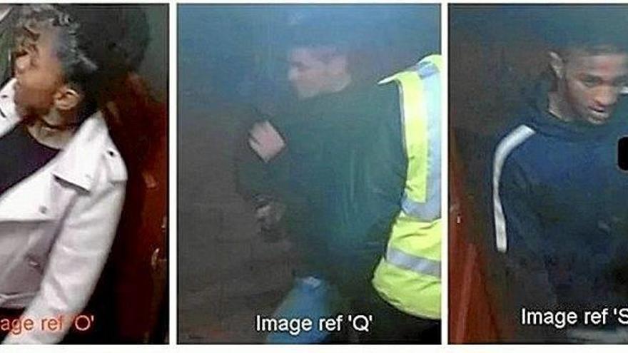 Fotografía facilitada por la Policía Metropolitana de Londres en la que se muestran los rostros de los tres jóvenes que los detectives tratan de identificar.