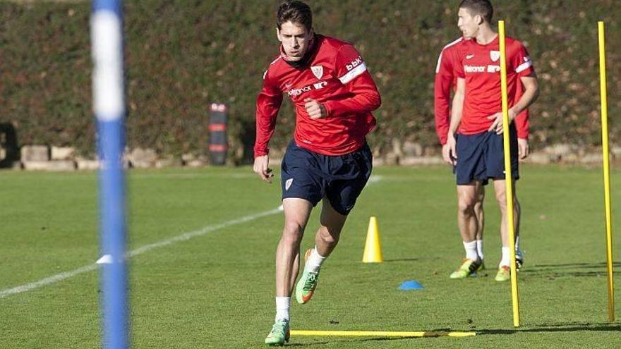 Enric Saborit, durante un entrenamiento en Lezama.