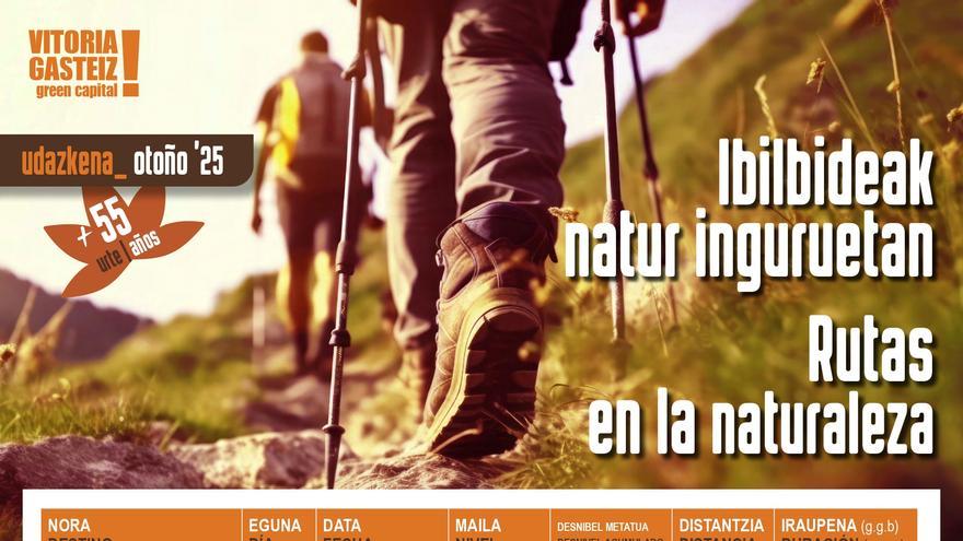Kirol Zerbitzuak 55 urte baino gehiagokoentzat ‘Ibilbideak natur inguruetan’ programarako 1.000 plaza eskainiko ditu