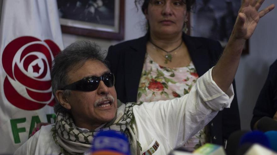 Jesús Santrich, durante una conferencia de prensa en 2019