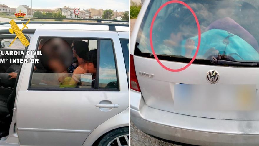 Interceptado en Azagra un coche de 5 plazas con 8 ocupantes, uno de ellos en el maletero