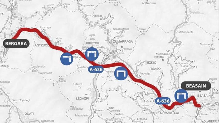 La AP-636 se cortará totalmente en Bergara, sentido Beasain, del jueves noche al viernes
