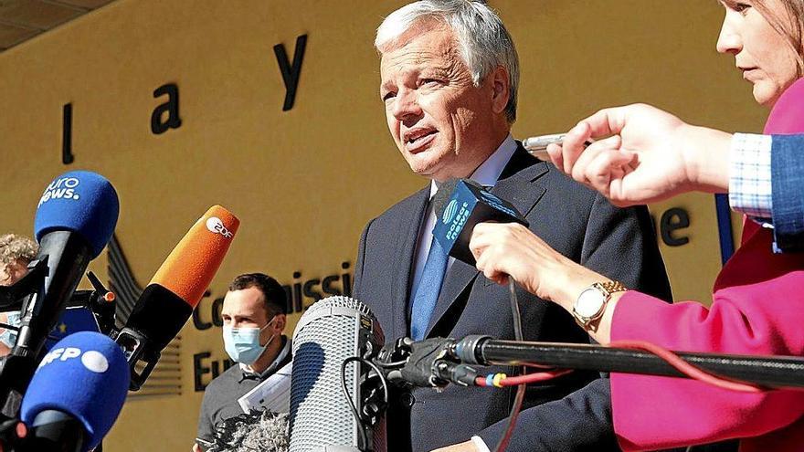 El comisario europeo de Justicia, Didier Reynders, en su comparecencia ante la prensa. Foto: Efe