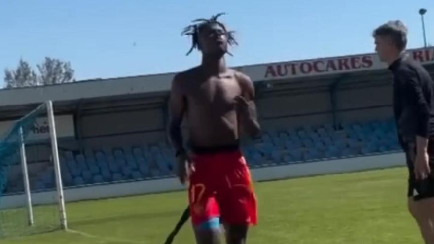 Nico Williams entrenó el miércoles en Tafalla