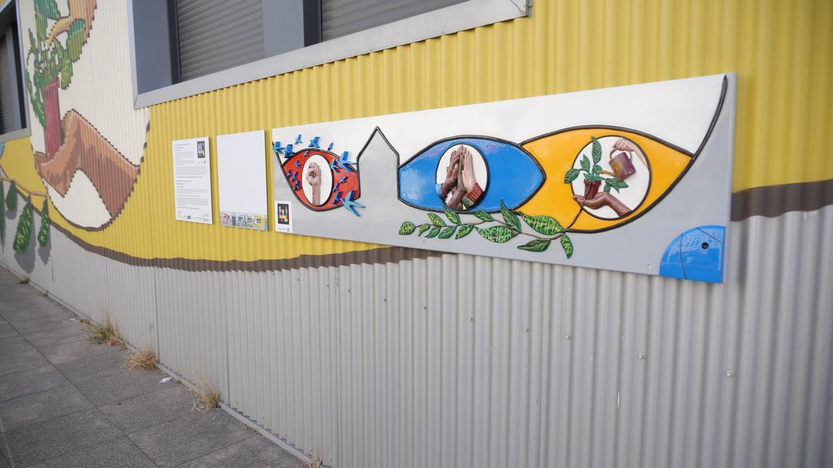 Maqueta del mural creado en la fachada de la sede de Itxaropena, que fue inaugurado el pasado jueves 9.