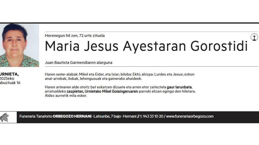MARIA JESUS AYESTARAN GOROSTIDI