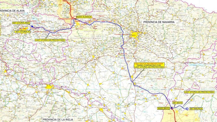 La línea de Forestalia, que atraviesa casi toda Navarra, tiene dos grandes ramales: a Vitoria y a Gatika (Bizkaia).