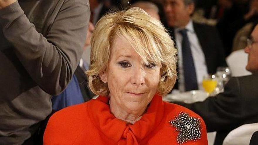 La presidenta del PP de Madrid, Esperanza Aguirre, ayer en un desayuno informativo de Europa Press.