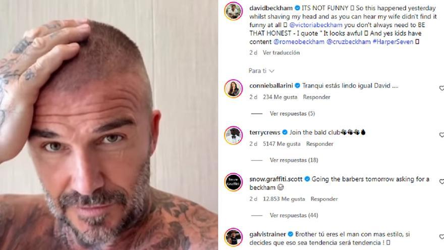 El destrozo que se hace Beckham al cortarse el pelo a sí mismo y la reacción viral de Victoria