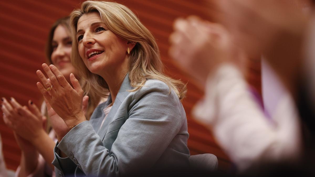 Yolanda Díaz, de precampaña de Sumar en Euskadi