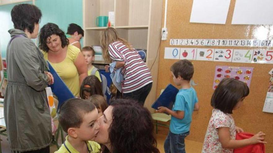 Escolares de la ikastola Hegoalde, en su primer día de clase.