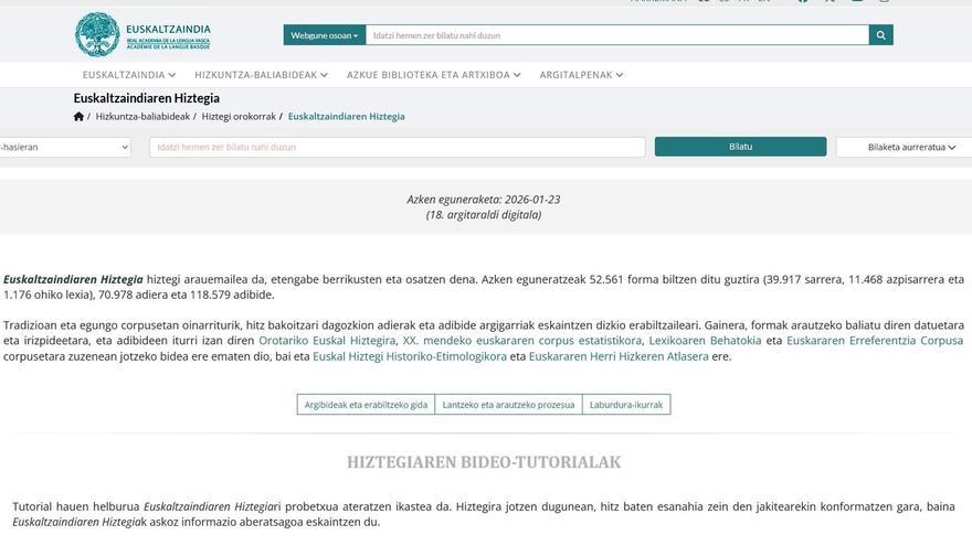 Euskaltzaindiak 485 forma berri gehitu dizkio bere hiztegiari azken eguneraketan