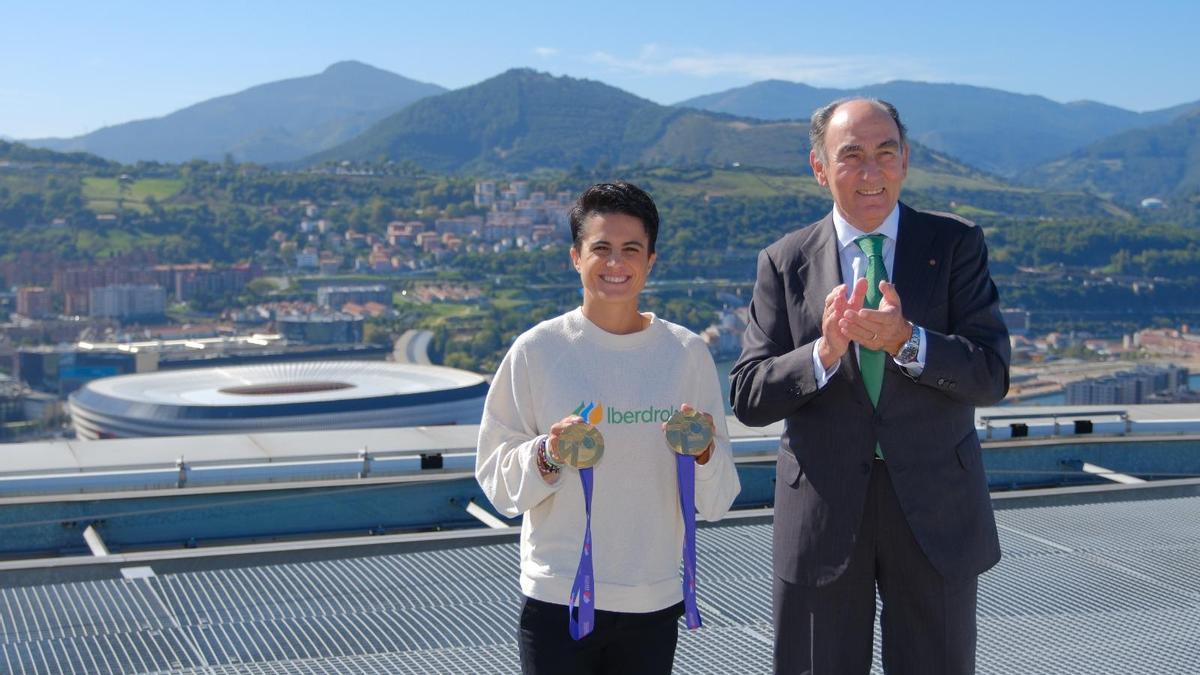 María Pérez e Ignacio Galán, esta mañana en la Torre Iberdrola