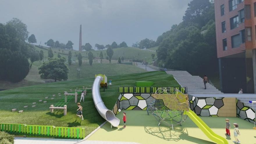 La Plaza del Gas de Bilbao tendrá más columpios y un tobogán de ladera