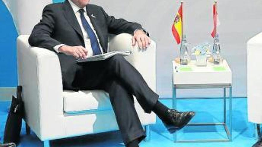 Rajoy, ayer, en la cita del G-20 en Alemania.