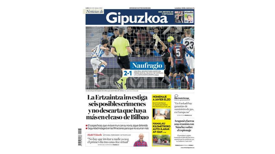 Portada de NOTICIAS DE GIPUZKOA de este sábado, 7 de mayo