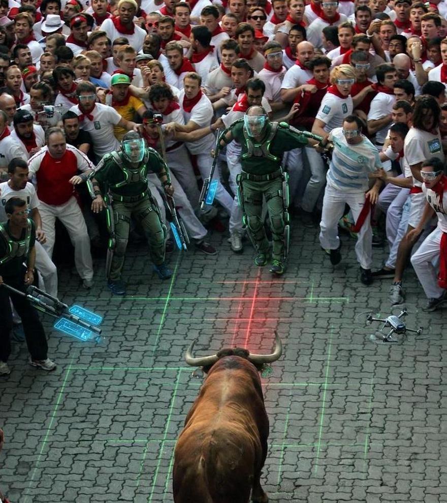 Recreación de los pastores con varas lumínicas.