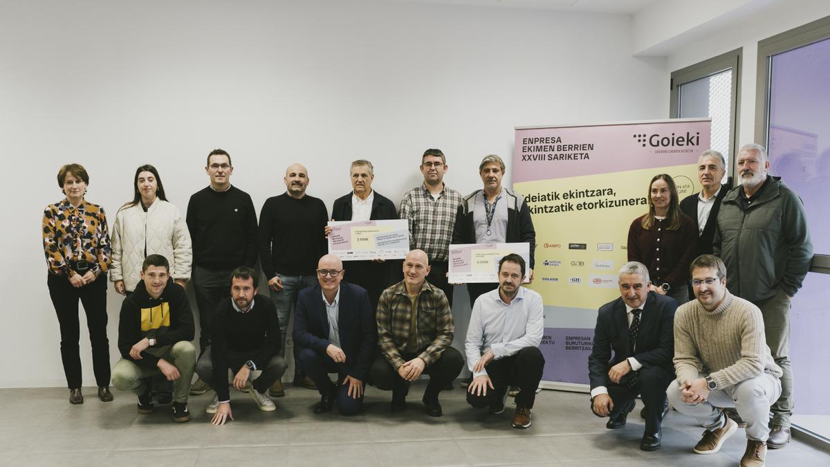 Los galardonados en la 28º edición de los premios Concurso de Nuevas Iniciativas Empresariales de Goieki.