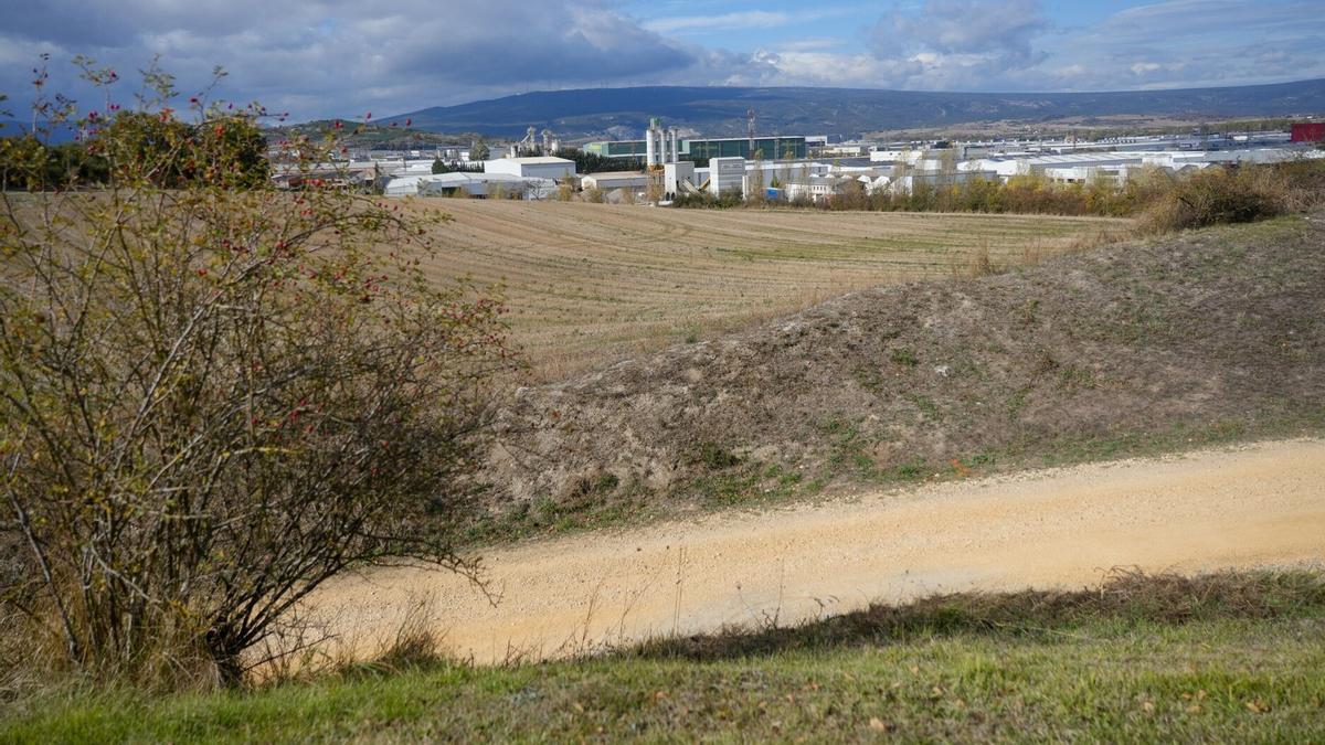 Vista del polígono de Jundiz desde Zuazo.