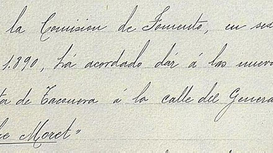 Acta municipal por la que se dedica una calle al Padre Moret (18-1-1890).