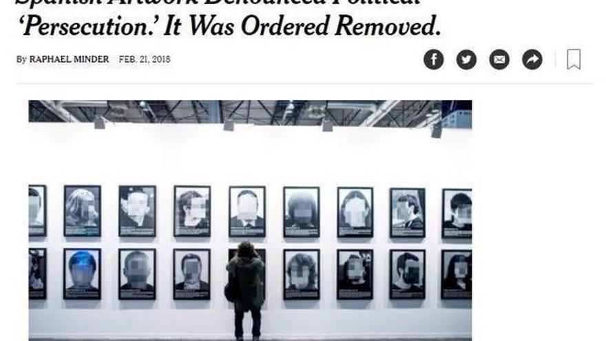 &#039;The New York Times&#039; se hace eco de la polémica retirada de Arco de la obra &#039;Presos políticos&#039;