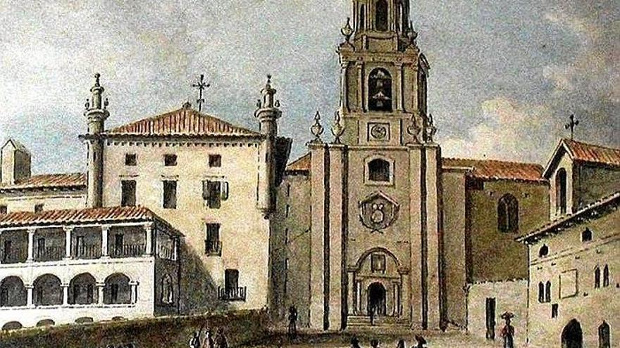 La parroquia de San Pedro pintada por Thomas Lyde Hornbrook.