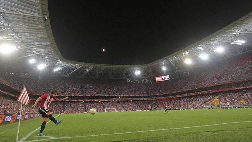 Imagen de San Mamés durante el partido que enfrentó al Athletic y Zilina