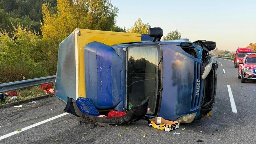 Heridos cinco policías forales y un camionero al chocar en la A-12 en Navarra