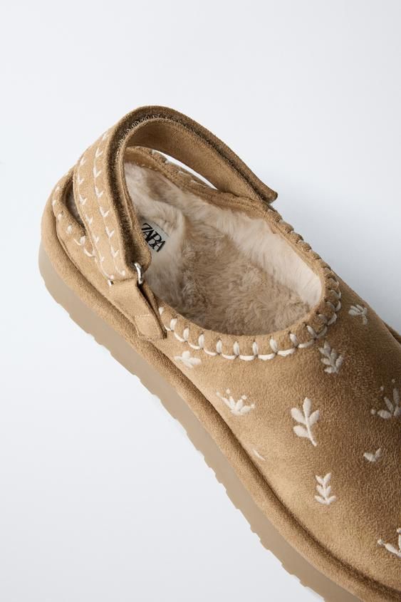 ZUECO PELO BORDADO ZARA