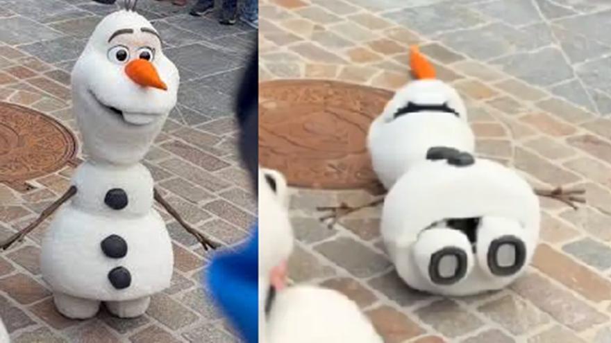 El momento viral en el que el robot Olaf se desploma en Disneyland Paris en su estreno