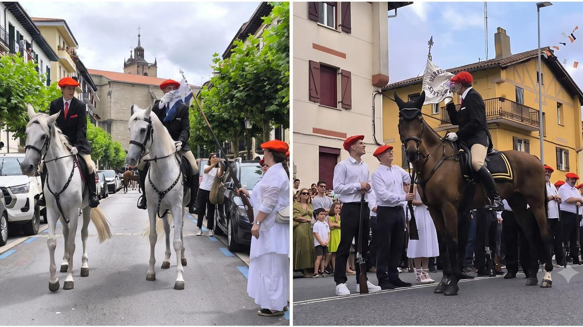El general del Alarde público, Patxi Pérez, y el del Alarde tradicional, Javier García Nieto, haciendo la revista de armas en Santiago / Unai Macias El general del Alarde público, Patxi Pérez, y el del Alarde tradicional, Javier García Nieto, haciendo la revista de armas en Santiago / Unai Macias