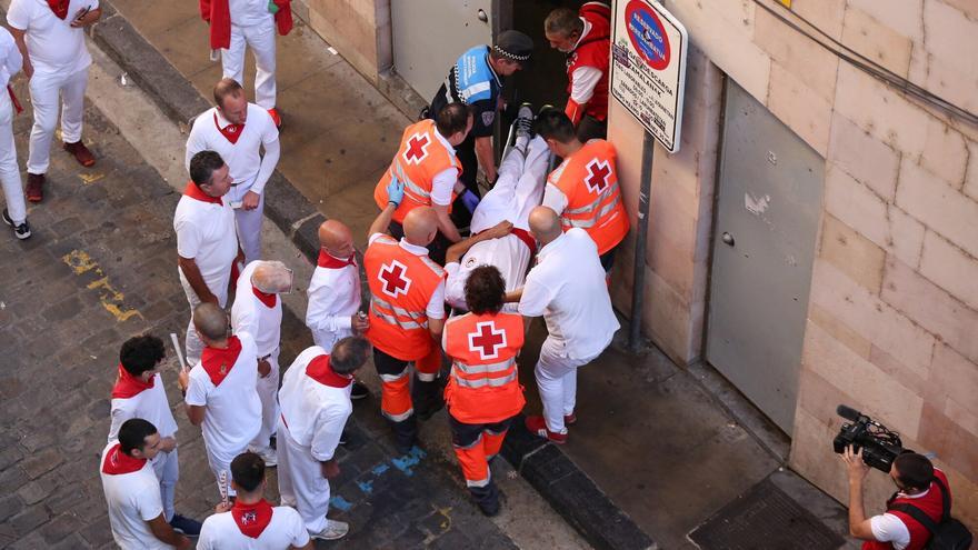 Parte de heridos del séptimo encierro de San Fermín, con toros de Victoriano del Río