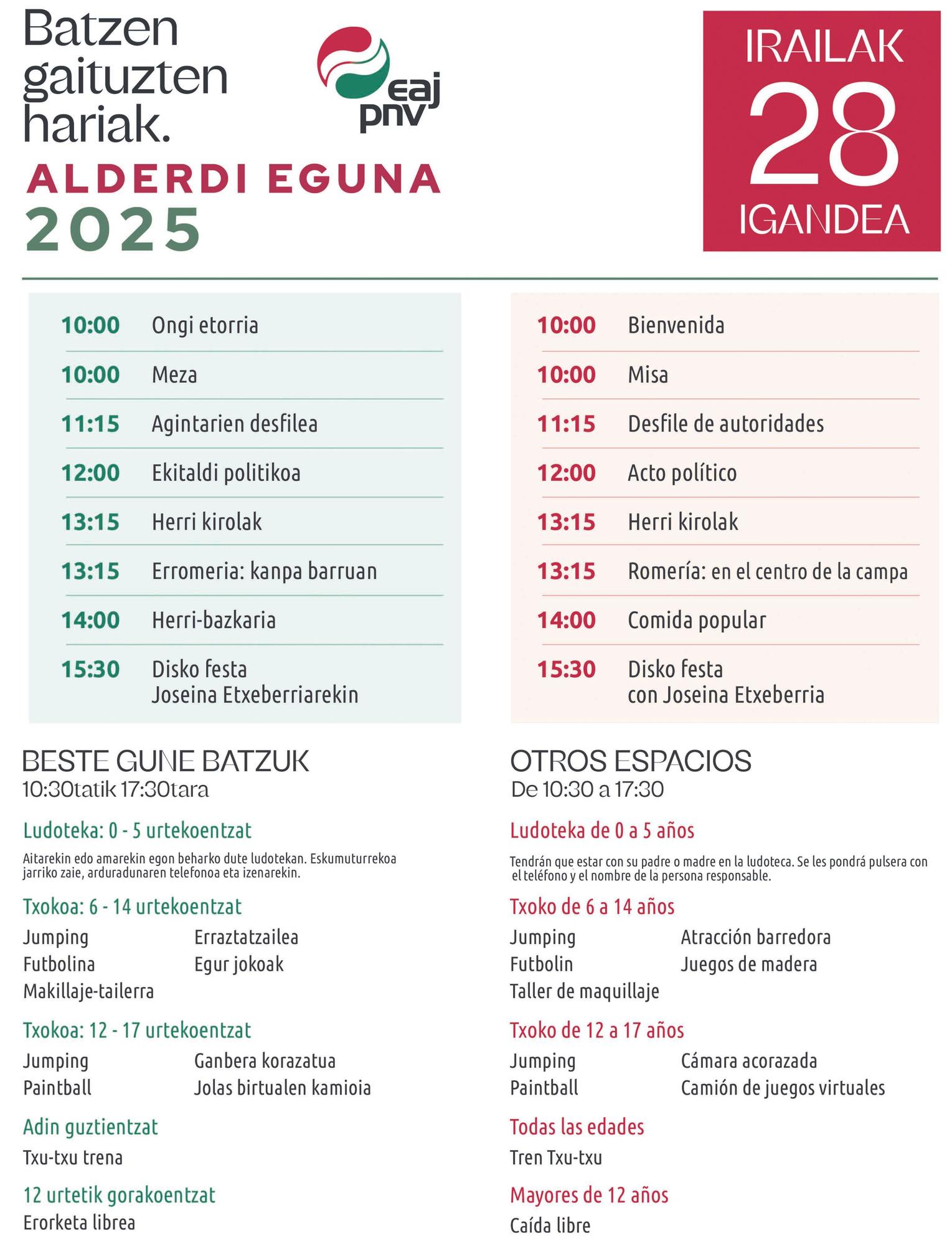 Programa del Alderdi Eguna 2025.