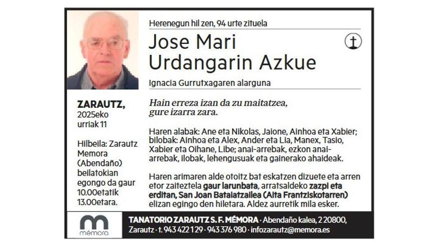 JOSE MARI URDANGARIN AZKUE